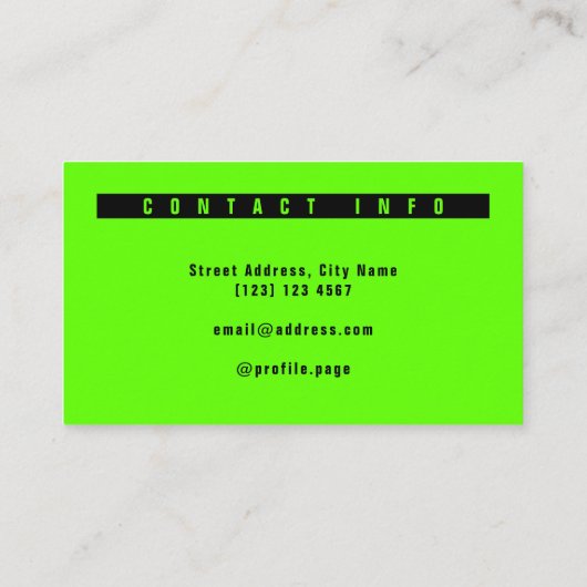 Nuklear grün und schwarz visitenkarte (Rückseite)