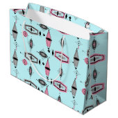 Nuklear Pink & Gray Muster Geschenktasche Große Geschenktüte (Rückseite Schrägansicht)