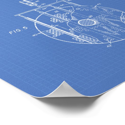 Nuklear Water Jet Motor 1959 Art Blueprint Poster (Ecke)