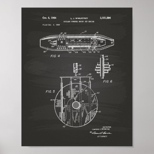 Nuklear Water Jet Motor 1959 Art Chalkboard Poster (Vorne)