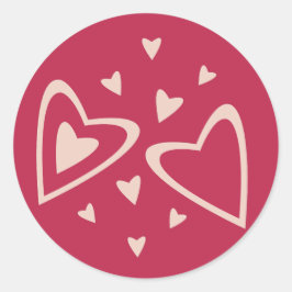 Nukleare Herzen - magenta rot - Bild. Runder Aufkleber