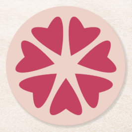 Nukleare Herzen - magenta rot - Bild. Runder Pappuntersetzer