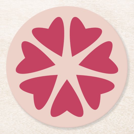 Nukleare Herzen - magenta rot - Bild. Runder Pappuntersetzer (Vorderseite)