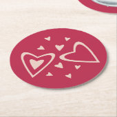 Nukleare Herzen - magenta rot - Bild. Runder Pappuntersetzer (Angewinkelt)