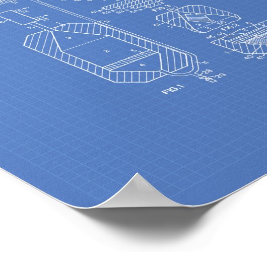 Nukleare Kernspaltung 1956 Patentart Blueprint Poster (Ecke)