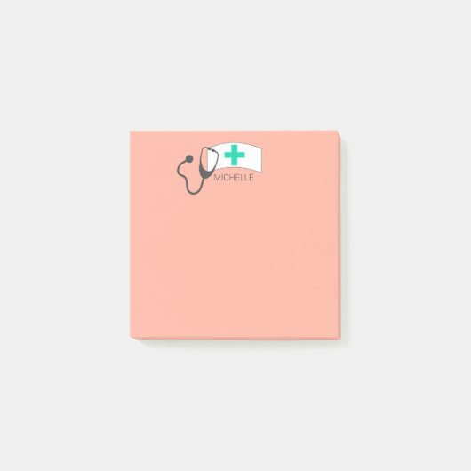 Nukleare Medical Stethoscope Pastel Orange maßgesc Post-it Klebezettel (Vorderseite)