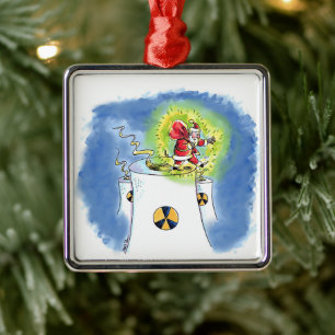 Nuklearer Weihnachtsmann quadratischer Premium-Sch Ornament Aus Metall