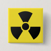 Nukleares Atomsymbol der radioaktiven Strahlung Button (Vorderseite)
