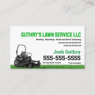 Null drehen Lawn Care Business Card Visitenkarte
