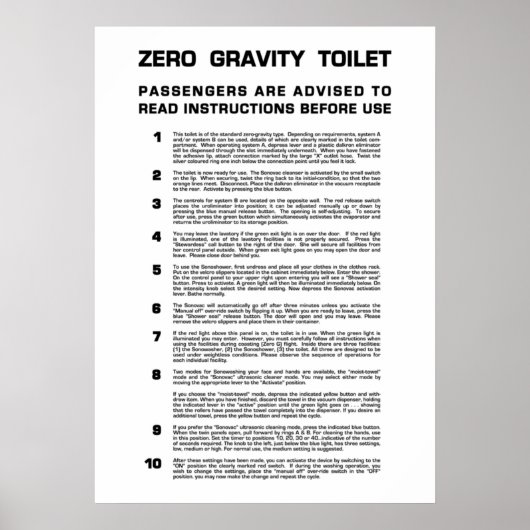 Null Gravity Badezimmer Vollschwarzer Text Poster (Vorne)