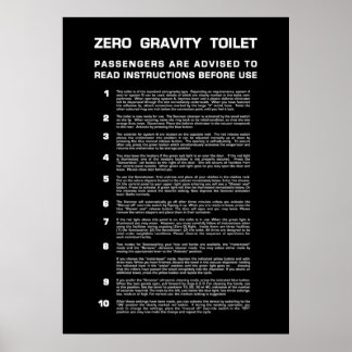 Null Gravity Badezimmer Vollweißer Text Poster