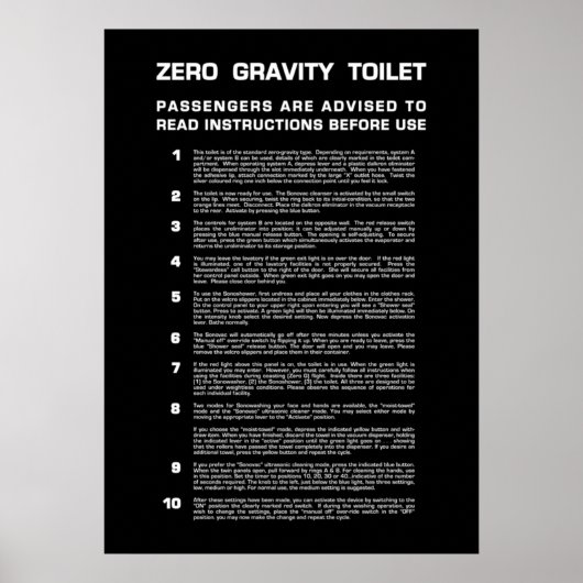 Null Gravity Badezimmer Vollweißer Text Poster (Vorne)
