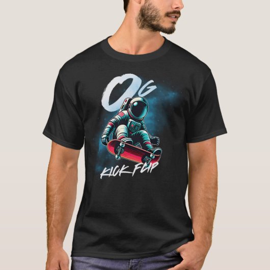 Null Gravity Kick Dreh - Skateboarding Astronaut T-Shirt (Vorderseite)