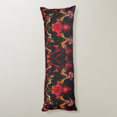 Null Gravity-Malerei Abstrakt in Orange und Black Seitenschläferkissen (Rückseite (Vertikal))