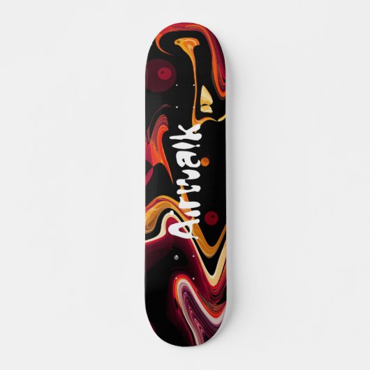 Null Gravity-Malerei Abstrakt in Orange und Black Skateboard (Vorne)