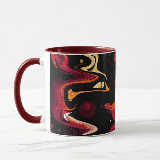 Null Gravity-Malerei Abstrakt in Orange und Black Tasse (Links)