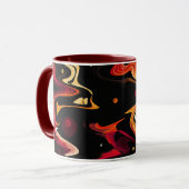 Null Gravity-Malerei Abstrakt in Orange und Black Tasse (Vorderseite Links)
