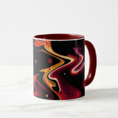 Null Gravity-Malerei Abstrakt in Orange und Black Tasse (VorderseiteRechts)
