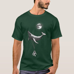 Null Gravity Sea Whale Holding Astronaut Space Mo T-Shirt