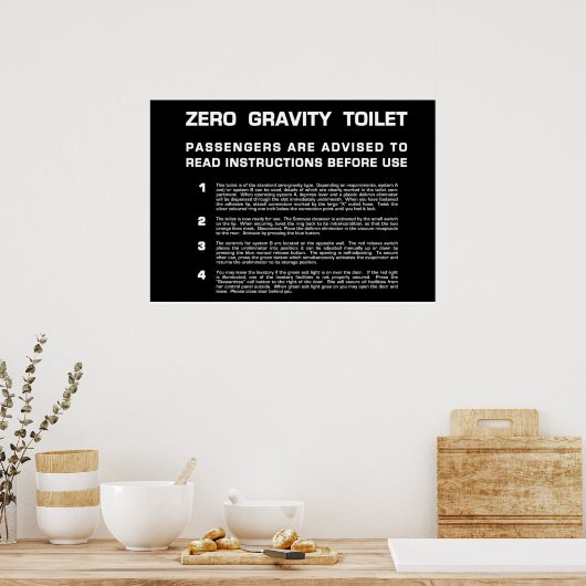 Null Gravity Toilet weißer Text Poster (Küche)