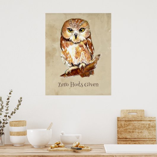 Null Hoots, die Owl Sassy Attitude Print Poster (Küche)