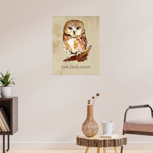 Null Hoots, die Owl Sassy Attitude Print Poster (Wohnzimmer 3)