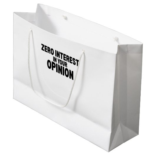 Null Interesse an deiner Meinung Minimalist Große Geschenktüte (Vorderseite Schrägansicht)