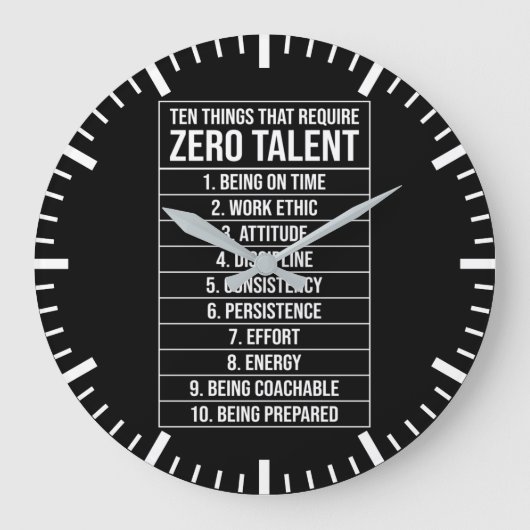 Null-Talent erforderlich - Erfolgsfaktor Motiviere Große Wanduhr (Vorderseite)