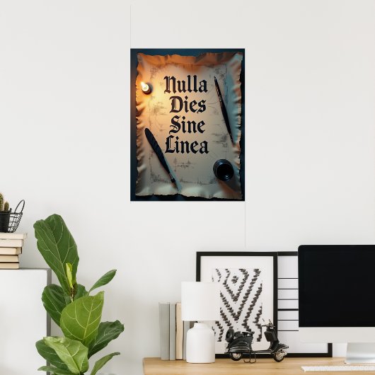 Nulla Dies Sine Linea Dark Academia Poster (Heimbüro)