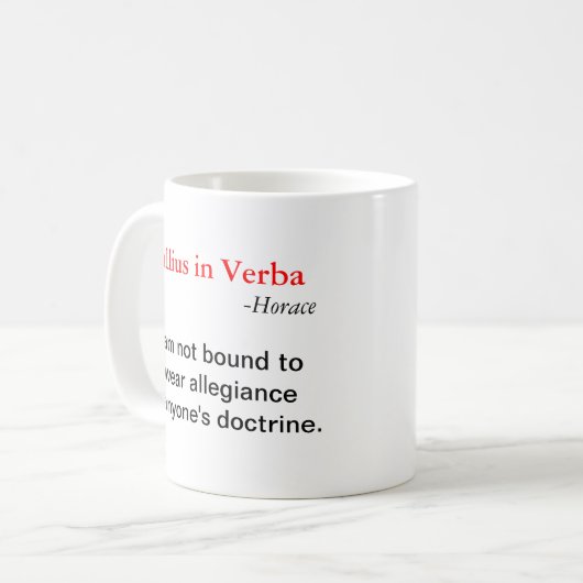 Nullius in Verba Kaffeetasse (Vorderseite Links)