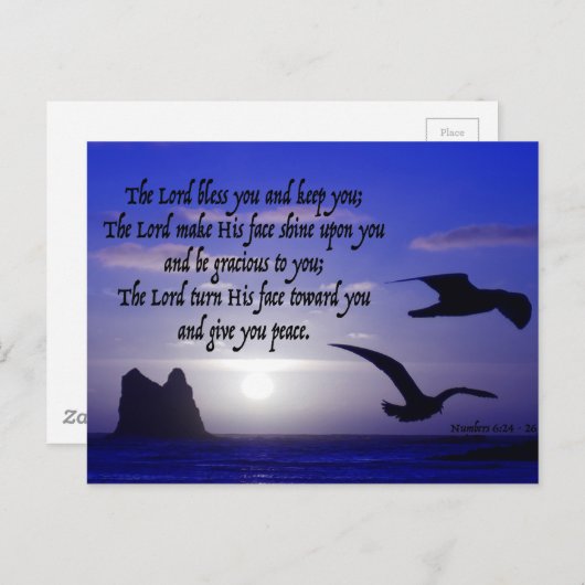 Num 6:24-26 auf Doppel-Vogel-Blues Postkarte (Vorne/Hinten)