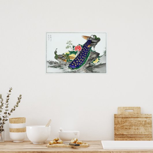 Numata Kashu Peacock und Peony Poster (Küche)