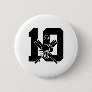 Number 10 Years Cricket 10. Geburtstag Button