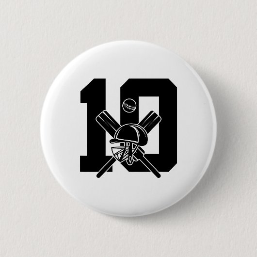 Number 10 Years Cricket 10. Geburtstag Button (Vorderseite)
