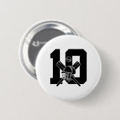 Number 10 Years Cricket 10. Geburtstag Button (Vorne & Hinten)