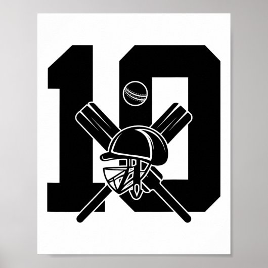 Number 10 Years Cricket 10. Geburtstag Poster (Vorne)