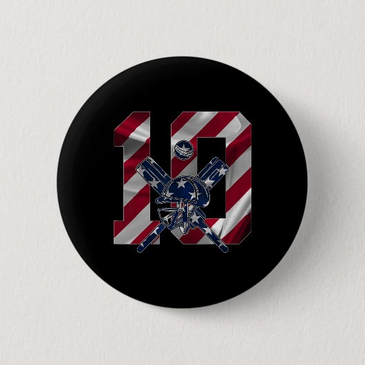 Number 10 Years Cricket 10th Birthday 2 Button (Vorderseite)