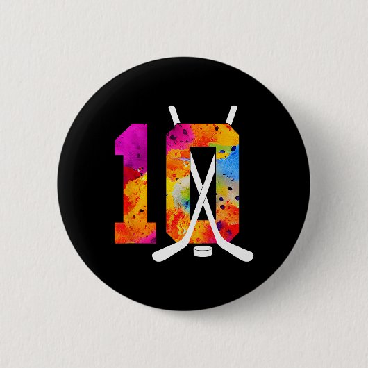 Number 10 Years Ice Hockey 10th Birthday (2)  Button (Vorderseite)