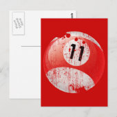 NUMBER 11 BILLIARDS BALL - ERODED STIL POSTKARTE (Vorne/Hinten)