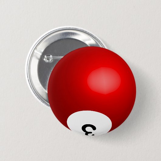 Number 3 Red Pool Ball Button (Vorne & Hinten)