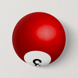 Number 3 Red Pool Ball Button