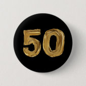 Number 50 Fifty Iridescent Text Classic Round Stic Button (Vorderseite)