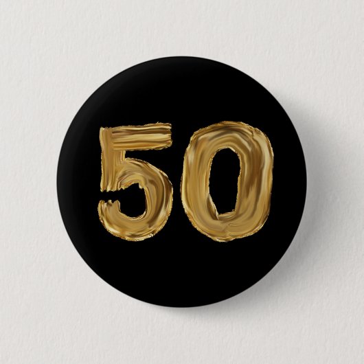 Number 50 Fifty Iridescent Text Classic Round Stic Button (Vorderseite)