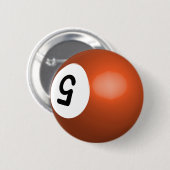 Number 5 Orange Pool Ball Button (Vorne & Hinten)