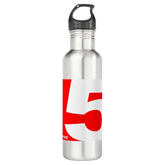 NUMBER-5-RED Five Minimal Black Funny Edelstahlflasche (Vorderseite)