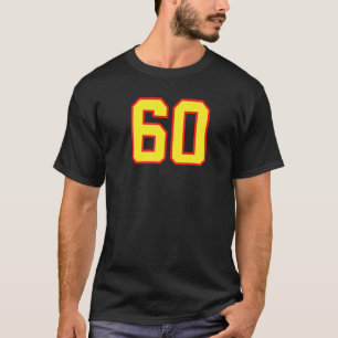 Number 60 Sports Jersey Fan Athlete Yellow Red Var T-Shirt