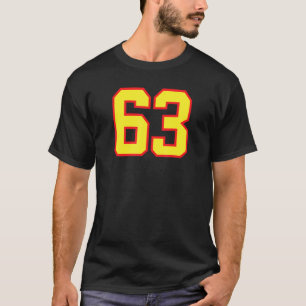 Number 63 Sports Jersey Fan Athlete Yellow Red Var T-Shirt