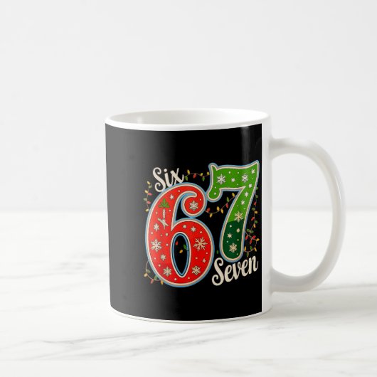 Number 67 Funny Six Seven 6 7 Meme Christmas Light Kaffeetasse (Rechts)