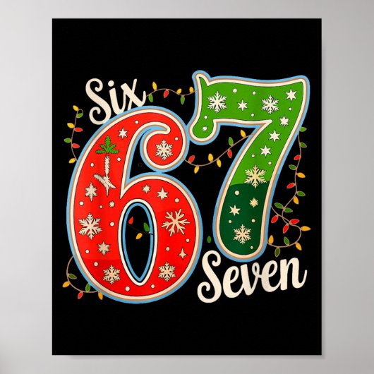 Number 67 Funny Six Seven 6 7 Meme Christmas Light Poster (Vorne)