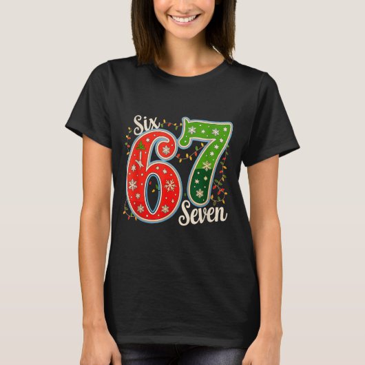 Number 67 Funny Six Seven 6 7 Meme Christmas Light T-Shirt (Vorderseite)